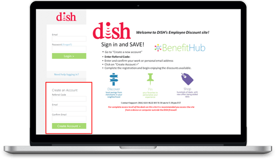 screenshot of steps to register for Dish Network Employee Discount Program