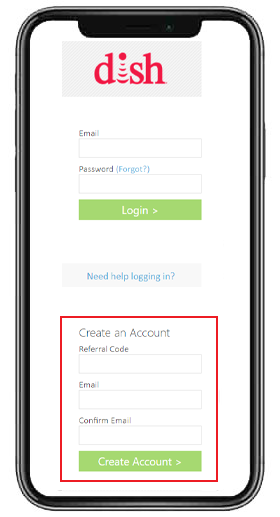 mobile screenshot of steps to register for Dish Network Employee Discount Program